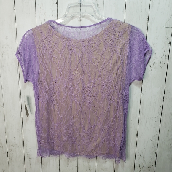 New! Heed Nordstrom Purple Lace Shirt Beige Chemis - Picture 6 of 6